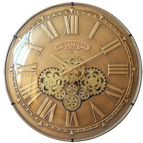 Horloge mécanisme convexe verre doré 60cm