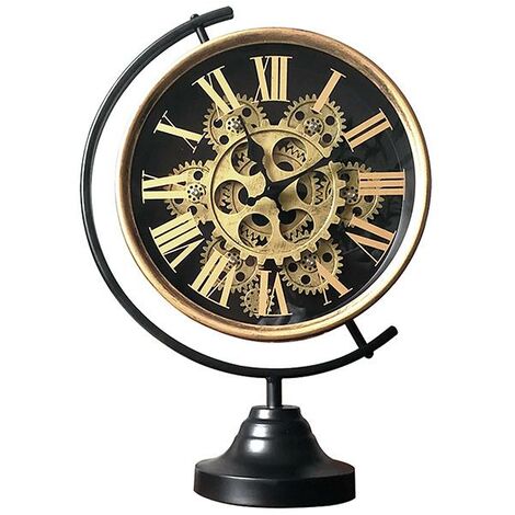 Horloge mécanisme sur pied noir doré 28x13x39cm
