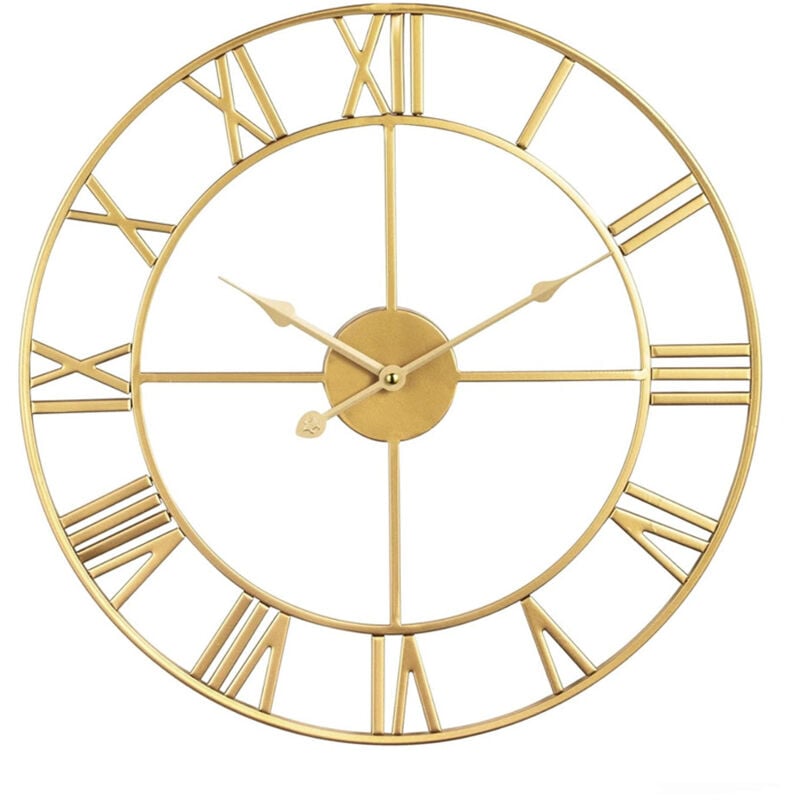 Sinbinta - Horloge Murale Silencieuse, Chiffres Romains Modernes Grandes Horloge Murale, silencieuse en métal Rond sans tic-tac pour Salon, Cuisine,