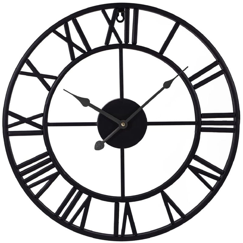 Horloge Murale Silencieuse, Chiffres Romains Modernes Grandes Horloge Murale, silencieuse en métal Rond sans tic-tac pour Salon, Cuisine, Chambres