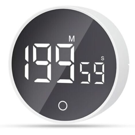 Horloge Minuterie visuelle magnétique, compte à rebours de 60 minutes avec 3 niveaux de volume, minuterie courte, grand écran LED - Blanc-Crezuo