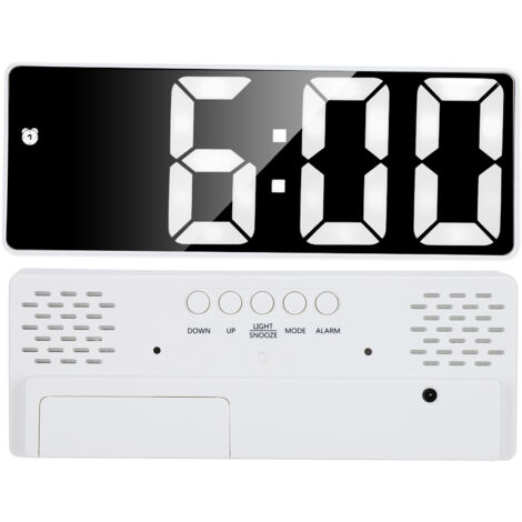 Horloge Miroir LED Numérique avec Double Alarme et Alimentation Mixte Pile/Prise