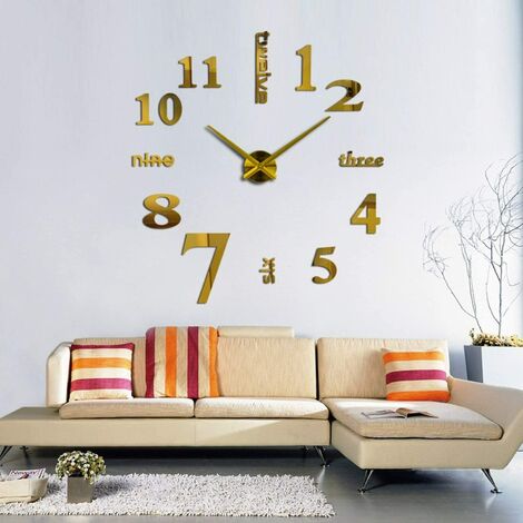 Horloge Moderne 3D sans cadre grande horloge murale bricolage 3D montres heures bricolage décorations maison pour salon chambre