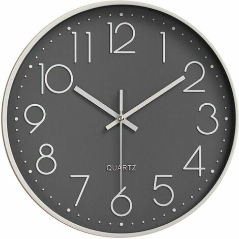 Horloge Moderne Horloge Murale silencieuse et sans tic tac,Horloge Murale Mute Silencieuse Pendule Murale pour La Chambre Cuisine Salon Gris 30 CM,LO-Ron