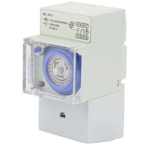 Horloge Modulaire, 110-230V SUL181H Interrupteur à Minuterie, Horloge Modulaire pour Chauffe Eau, Minuterie Mécanique Étanche Programmable 24H, pour éclairage équipement électrique de Domestiqu