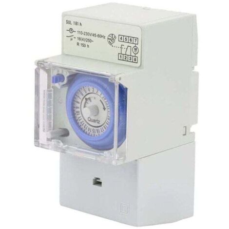 Horloge Modulaire, 110-230V SUL181H Interrupteur à Minuterie, Horloge Modulaire pour Chauffe Eau, Minuterie Mécanique Étanche Programmable 24H, pour éclairage équipement électrique de Domestique