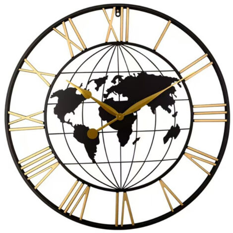 Horloge monde noir D60cm - créateur d'intérieur