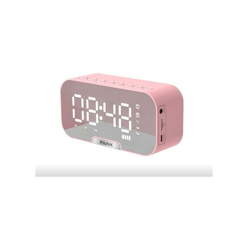 Horloge multifonctionnelle One Piece 5 en 1 avec haut-parleur Bluetooth, radio FM et réveil miroir numérique avec affichage de la température,