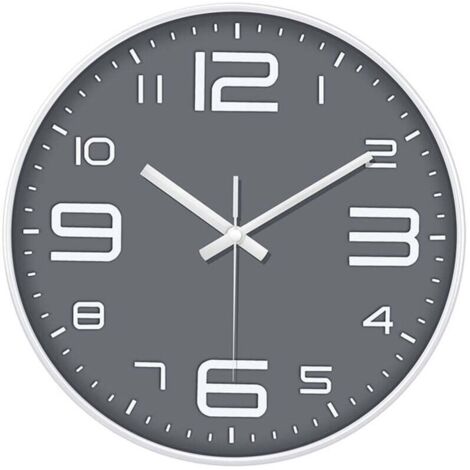 Horloge murale 12 pouces, élégante, moderne, silencieuse, sans tic-tac, à quartz, fonctionne avec piles, design décoratif rond pour la maison/bureau/cuisine/chambre/salon, facile à lire