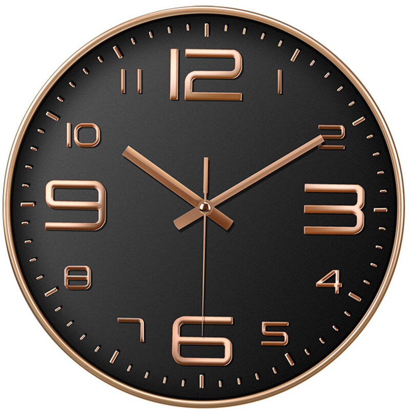 Horloge murale 12 pouces, élégante, moderne, silencieuse, sans tic-tac, à quartz, fonctionne avec piles, design décoratif rond pour la