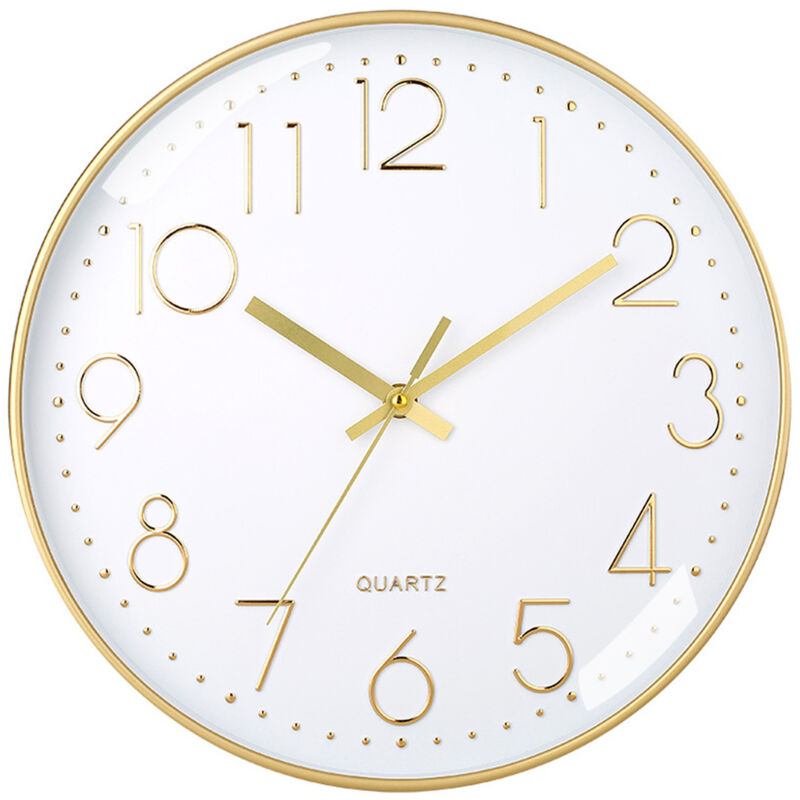 Yzmrbdqc - Horloge murale 12 pouces, élégante, moderne, silencieuse, sans tic-tac, à quartz, fonctionne avec piles, design décoratif rond pour la