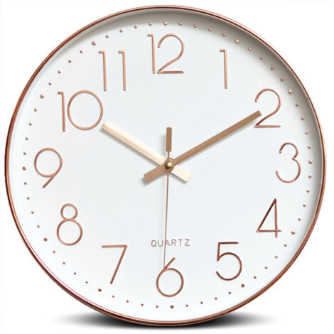 Horloge Murale, 30CM (12 Pouces) Moderne Horloge de Salon à Quartz Silencieuse à Piles Ronde, Design Minimaliste Moderne décor, pour Salon, Cuisine, Bureau, Chambre - Or