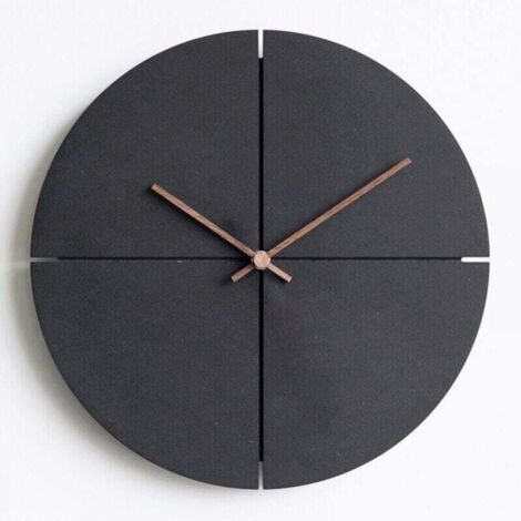 Horloge Murale 30cm Bois Vintage Silencieuse sans Bruit Chiffres Romains Décor Salon