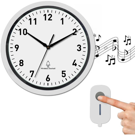 Horloge Murale Ø 30cm - Fonction Sonnette sans Fil - 36 Mélodies
