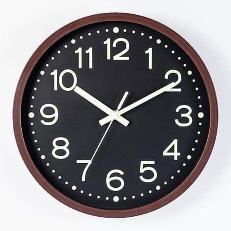 horloge Murale 30cm Phosphorescente Horloge Silencieuse Faux Grain De Bois Horloge Murale Personnalise Phosphorescente