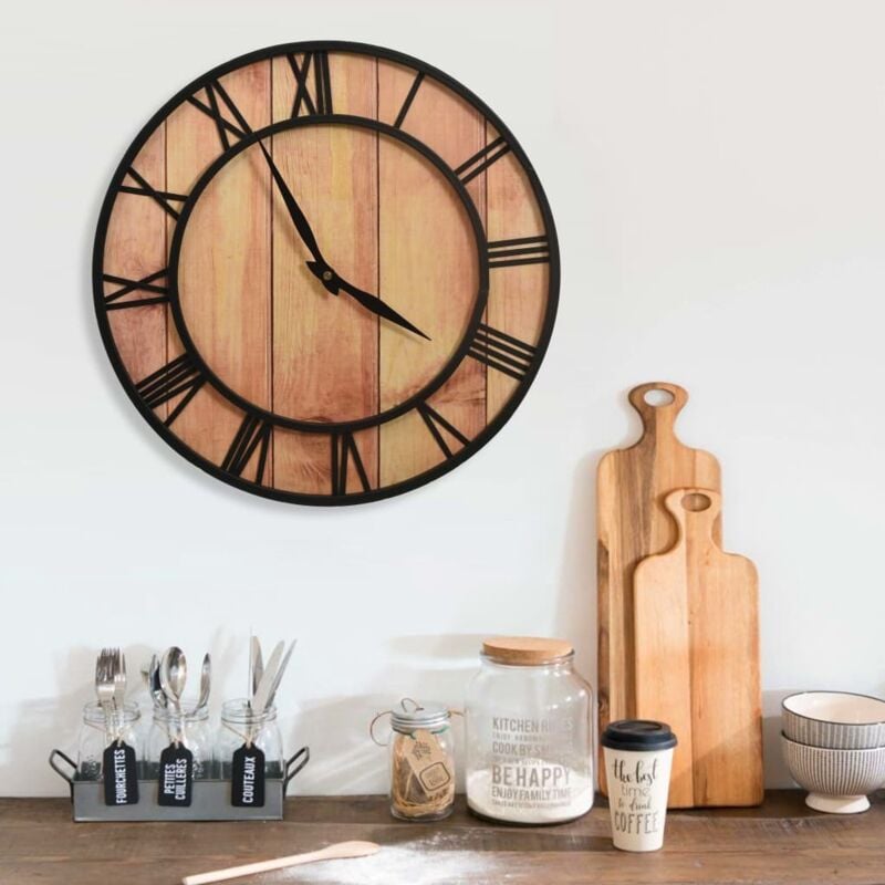 Vidaxl - Horloge murale 39 cm Marron et noir mdf et fer