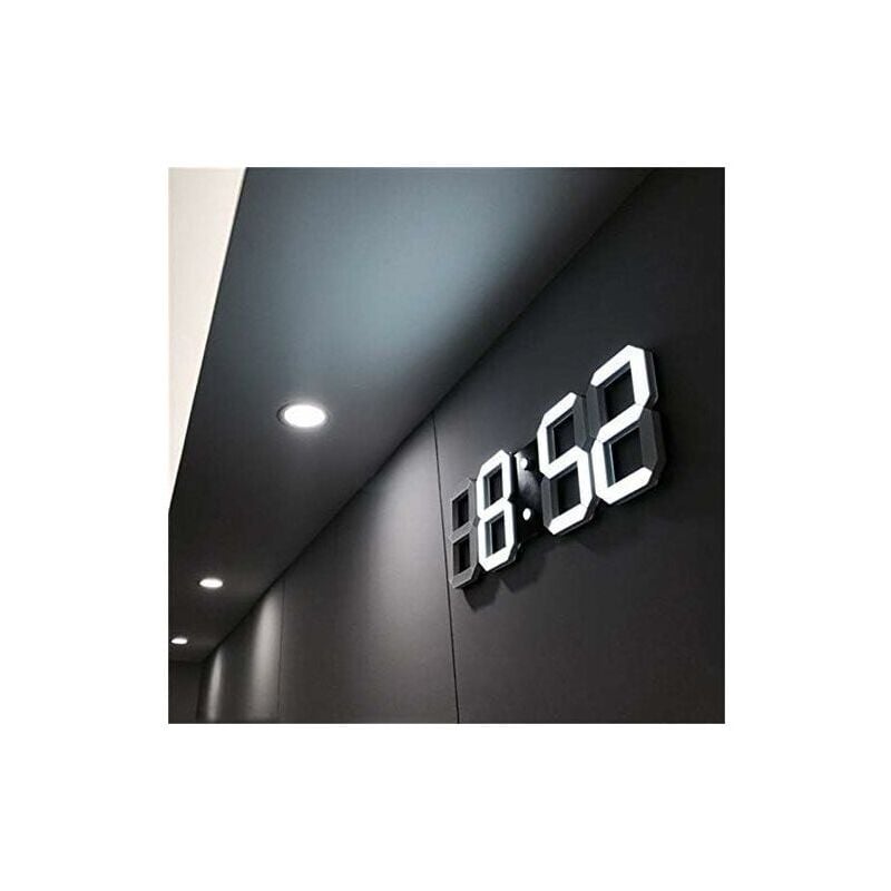Horloge murale 3D à LED, réveil numérique moderne pour la maison, la cuisine, le bureau, la table de chevet, horloge murale, affichage 24 ou 12 heures