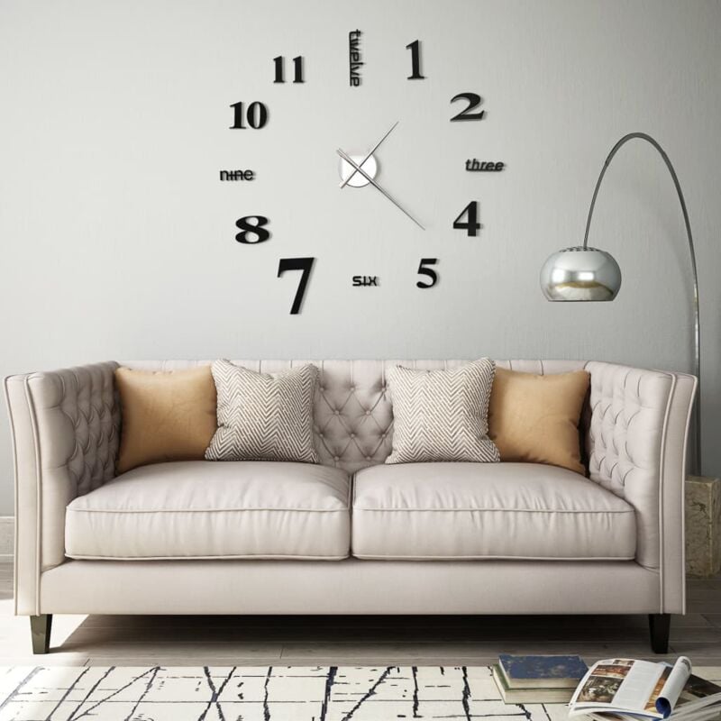 Horloge murale 3D Design moderne 100 cm xxl Noir