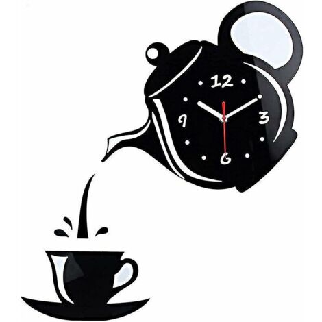 horloge Murale 3d, Pendule Murales Pour Cafs, Autocollant Miroir 3d Home Decor Horloge Murale Silencieuse (pas De Batterie) -design Moderne Bricol