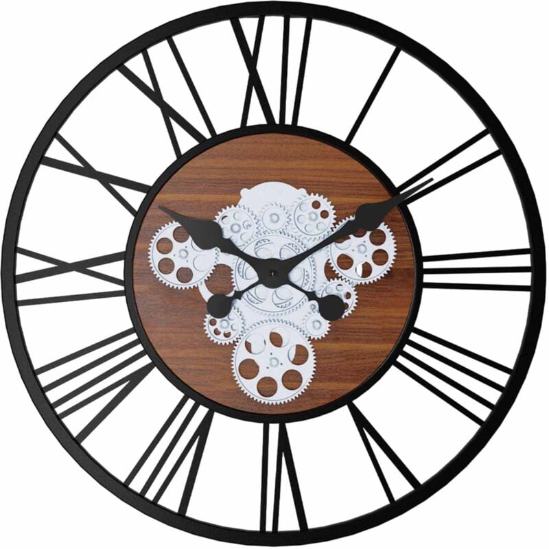 Idmarket - Horloge murale 60 cm avec engrenages design industriel