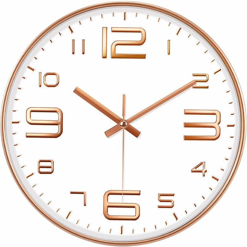 Horloge Murale à Chiffres, 30cm Horloge Murale silencieuse, Plastique, Horloge Pendule Mural, Horloge Murale à Quartz, sans de Bruit, pour Salon