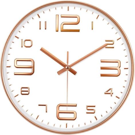 Horloge Murale à Chiffres, 30cm Horloge Murale silencieuse, Plastique, Horloge Pendule Mural, Horloge Murale à Quartz, sans de Bruit, pour Salon Chambre Bureau Restaurant ect