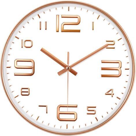 Horloge Murale à Chiffres, 30cm Horloge Murale silencieuse, Plastique, Horloge Pendule Mural, Horloge Murale à Quartz, sans de Bruit, pour Salon Chambre Bureau Restaurant ect