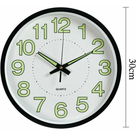 Horloge Murale Digitale Lumineuse LED - Silencieuse sans Tic Tac - Design  Moderne - Sonnerie Carillon Big Ben Desactivable - Ø 35,5 cm - Noir et Bleu