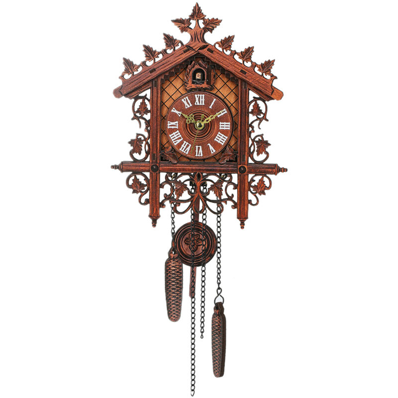 Lifcausal - horloge murale à coucou en bois rétro vintage suspendue à la main pour salon, maison, restaurant, café, hôtel, décoration chic
