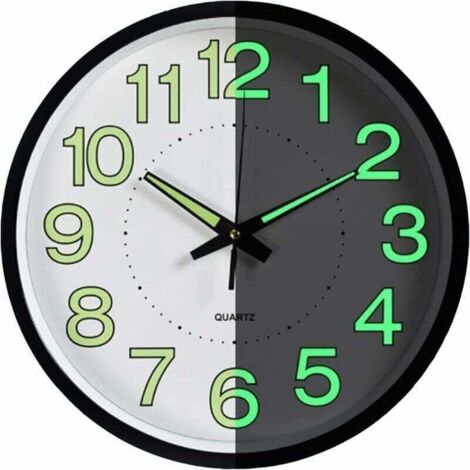 Horloge Murale à Gros Chiffres - Moderne à Quartz Silencieuse sans Tic-tac - Cadran Fluorescent pour Salon, Cuisine, Bureau, Chambre