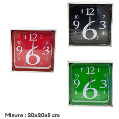 Horloge Murale à Quartz Carré Coloré Décoration D'intérieur 20 X 20 X 5 Cm