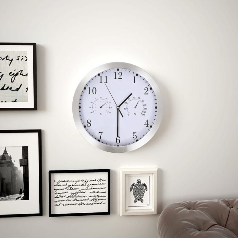 Vidaxl - Horloge murale à quartz Hygromètre et thermomètre 30 cm Blanc