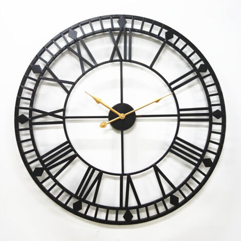 Horloge murale à quartz rétro rouillée, horloge décorative en fer, mouvement de balayage de seconde, 80 cm