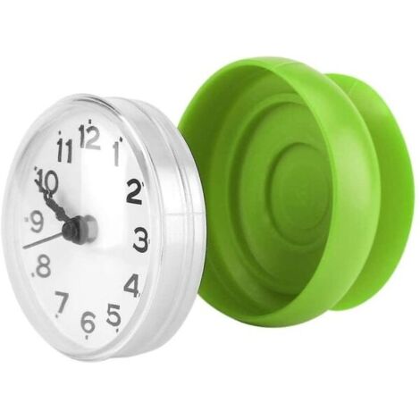 Horloge murale à ventouse étanche pour salle de bain, douche, cuisine (bleue) (verte)