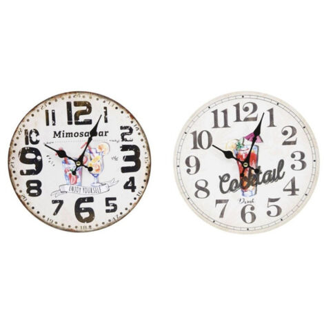 Horloge Murale Analogique Vintage En Bois Boisson Cocktail Cuisine Maison 218700