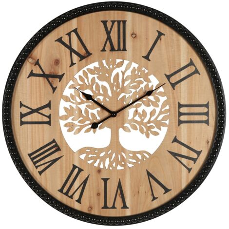 Horloge murale Arbre de Vie, design décoratif silencieux pour la maison et le bureau, style ethnique moderne, 60 cm