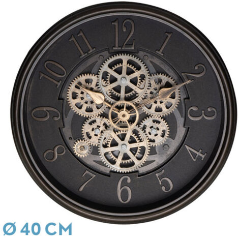 Horloge murale ARDALES en cuir marron 40x40x7 cm avec mouvement