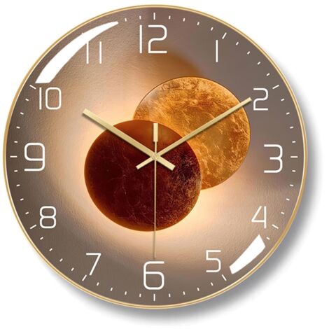 Horloge murale art déco, sans tic-tac, horloge murale moderne en métal, adaptée pour le salon, la chambre, le bureau, la salle d'étude,