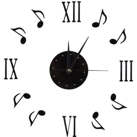 Horloge murale autocollante avec horloges CD en vinyle horloge à notes musicales mouvement de balayage silencieux pour salon bureau chambre à coucher