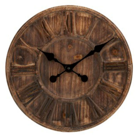 Horloge Murale Bois "Chiffres Romains" 40cm Naturel