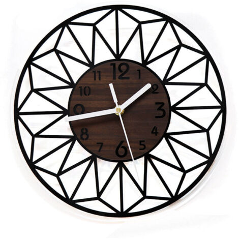Horloge Murale Bois Massif Métal 30cm Horloge Murale Silencieuse sans Tic-Tac Salon Chambre Cuisine Bureau Grande Pendule Murale Bois Naturel Moderne Classique