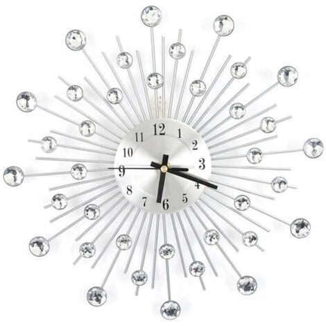 Horloge murale bricolage 3D, horloges murales décorées à la main avec diamant et perle de cristal, horloge murale Sunburst d