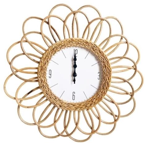 Horloge murale Cadre en rotin tissé à la main - Design simple - 20x45 cm - Intérieur