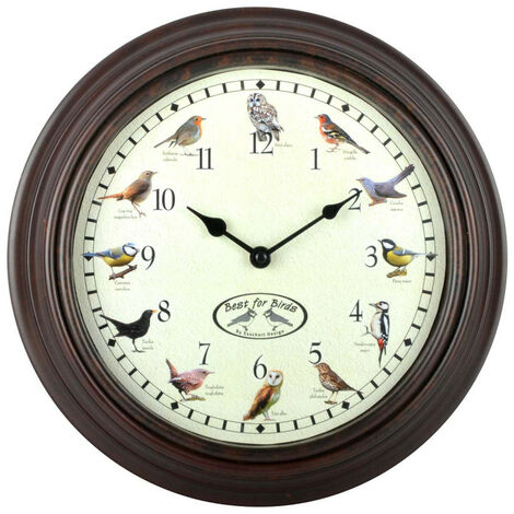 Horloge murale Chants des oiseaux. Brun. Marque : Esschert Design. Réf. : FB416 - Brun