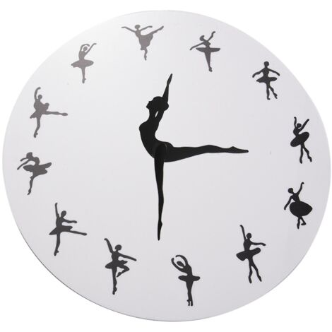 Horloge murale charmante pour chambre de bébé fille, horloge murale moderne représentant une danseuse et ses aiguilles.