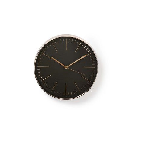 HORLOGE MURALE CIRCULAIRE | 30 CM DE DIAMÈTRE | NOIR ET OR ROSE NEDIS
