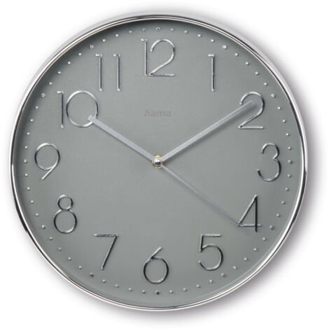 HORLOGE MURALE ''CORSE'', Ã˜ 30 CM, SANS TIC-TAC, ARGENTÃ©/GRIS HAMA