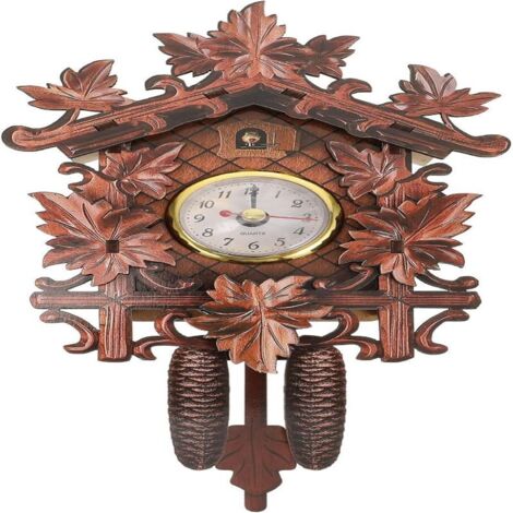 Horloge murale coucou rétro vintage en bois, fabriquée à la main, pour salon, maison, restaurant, café, hôtel, style balançoire chic.