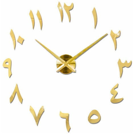 Horloge murale créative acrylique bricolage mural horloge mural horloge miroir sticker mural autocollant mural horloge horloge horloge or
