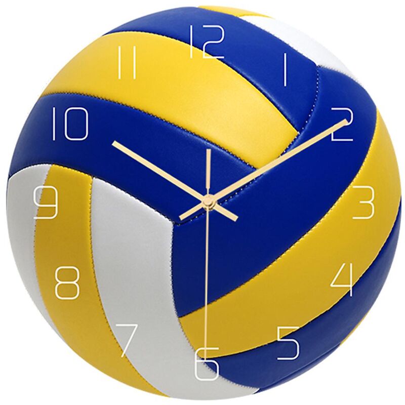 Feiyue - Horloge murale créative au design de volley-ball, mouvement silencieux, décoration murale décorative, horloge silencieuse pour salon,